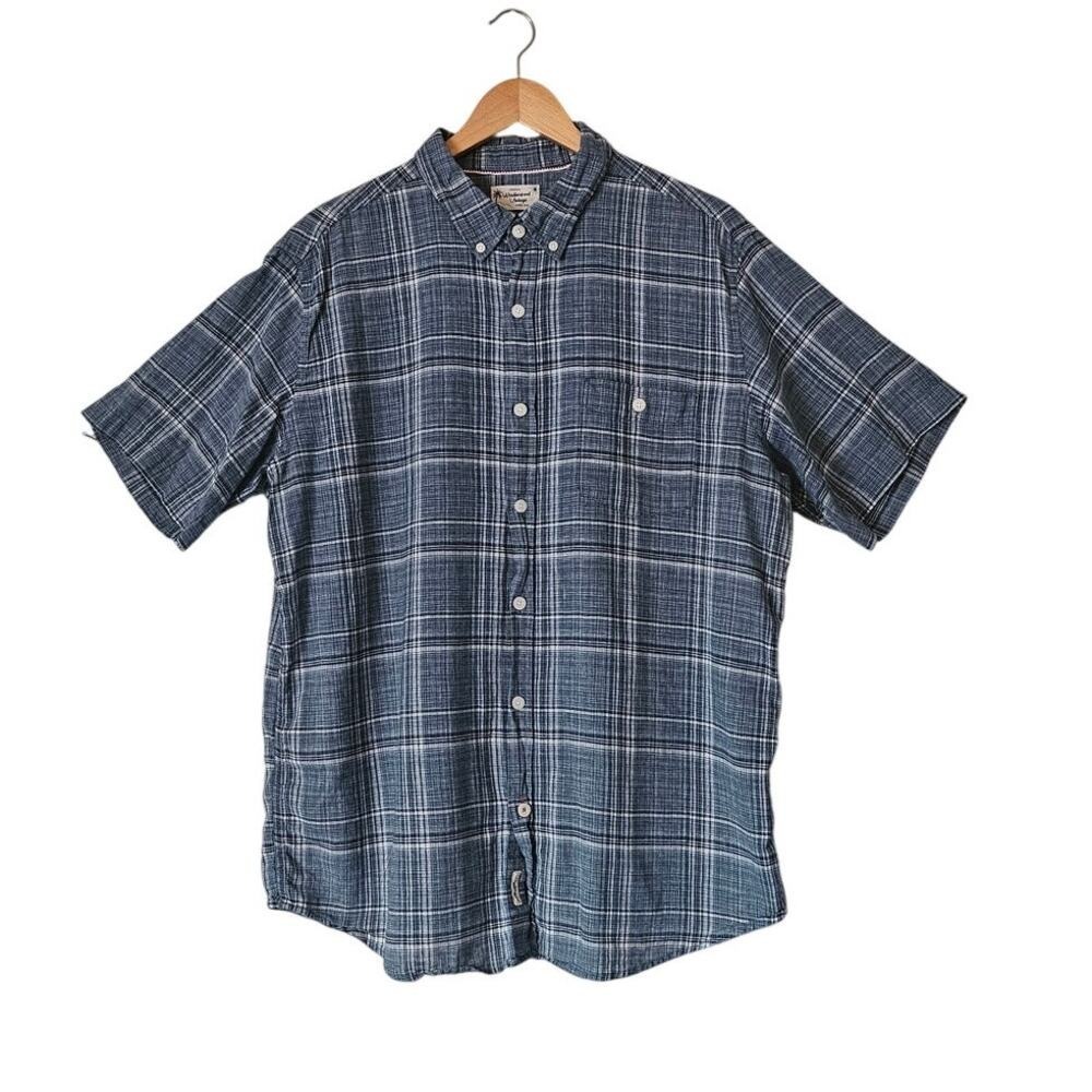 Weatherproof Vintage Linen Cotton‎ Shirt Men's Blue Plaid XL Coastal Grandpa - Picture 2 of 11